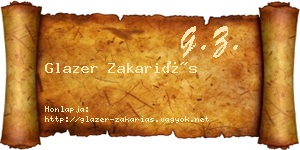 Glazer Zakariás névjegykártya